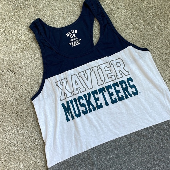 Blue 84 Navy and Gray Xavier Musketeers Tank Top - Picture 2 of 3